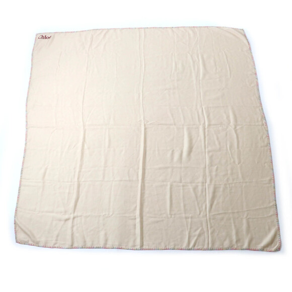 Chloé Chloe 2023 Cashmere and Silk Shawl with Rainbow Stitching, Beige, Authe...